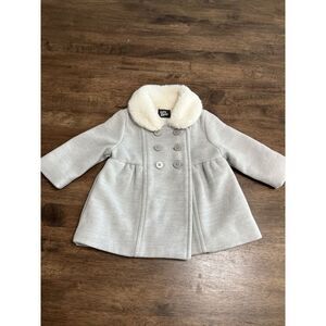 OshKosh B'gosh Light Gray Pea Coat with Cream Collar